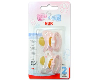 Chupete con tetina de látex, para bebñes de 6 a 18 meses NUK 2 uds. Chupete con tetina de látex, para bebñes de 6 a 18 meses NUK 2 uds.