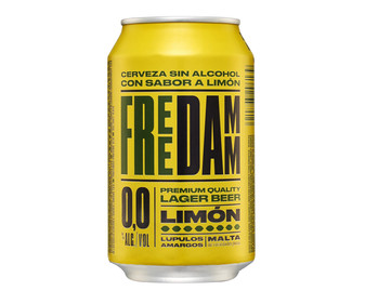 Cerveza (0,0% alcohol) con sabor a limón FREE DAMM lata de 33 cl. Cerveza (0,0% alcohol) con sabor a limón FREE DAMM lata de 33 cl.