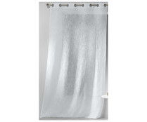 Cortina visillo efecto lino color blanco con ollaos, 100% poliéster, 140x280cm. TEXTIL HOGAR.