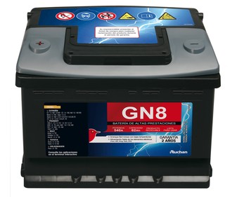 Batería de coche 62Ah, arranque 540A, GENIUM GN8. Batería de coche 62Ah, arranque 540A, GENIUM GN8.