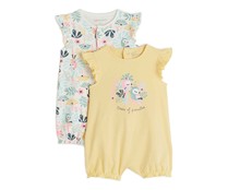 Lote de 2 pijamas pelele de algodón para bebé INEXTENSO, talla 86.