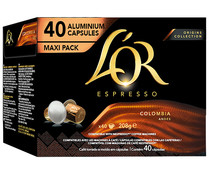 Café Colombia en cápsulas compatibles con Nespresso L'OR ESPRESSO 40 uds. 208 g.