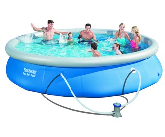 Piscina autoportante redonda Fast Set con depuradora de cartucho con capacidad de 2006 litros/hora, medidas de 457 x 84 centímetros, aro superior inflable, altura regulable desde 15 centímetros y capacidad de 10179 litros BESTWAY 1 unidad. Piscina autoportante redonda Fast Set con depuradora de cartucho con capacidad de 2006 litros/hora, medidas de 457 x 84 centímetros, aro superior inflable, altura regulable desde 15 centímetros y capacidad de 10179 litros BESTWAY 1 unidad.
