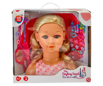 Busto con Accesorios de Peluquería y Belleza ONE TWO FUN ALCAMPO. Busto con Accesorios de Peluquería y Belleza ONE TWO FUN ALCAMPO.