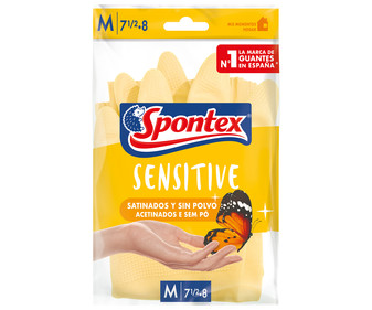 Guantes de látex satinado talla M 7-7 1/2 SPONTEX SENSITIVE 1 par