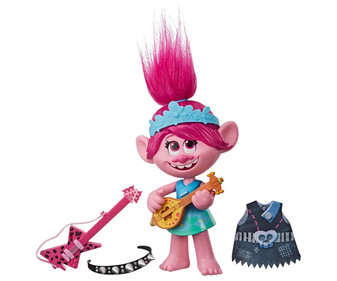 Muñeca Poppy de 32cm. musical con diferentes atuendos, TROLLS. Muñeca Poppy de 32cm. musical con diferentes atuendos, TROLLS.
