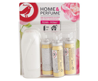Ambientador mini spray + 3 recambios, fragancia peonía 3 uds. 15 ml.
