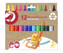 Pack de 12 rotuladores maxi plástico reciclado, PRODUCTO ALCAMPO.