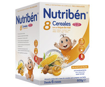Papilla en polvo con 8 cereales, un toque de miel y frutos secos a partir de 6 meses NUTRIBÉN600 g.