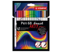 Rotulador premium con punta de pincel STABILO Pen 68 brush - Estuche de 18 colores.