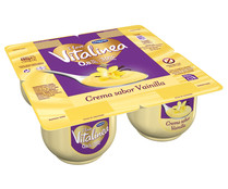 Crema de vainilla con solo el 0.8& de materia grasa y sin gluten VITALINEA de Danone 4 x 120 g.