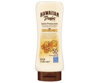 Protector solar resistente al agua con acabado satinado y FPS 50+ (muy alta) HAWAIIAN TROPIC 200 ml. Protector solar resistente al agua con acabado satinado y FPS 50+ (muy alta) HAWAIIAN TROPIC 200 ml.