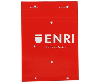 Bloc de notas grapado, con 80 hojas de 60 g, cuadrícula de 4x4 mm y tapa blanda de color rojo ENRI. Bloc de notas grapado, con 80 hojas de 60 g, cuadrícula de 4x4 mm y tapa blanda de color rojo ENRI.