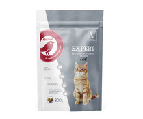 Pienso premium para gatos, rica en salmón y arroz AUCHAN EXPERT bolsa 800 g. 