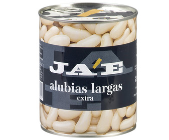 Alubias blancas cocidas largas JAE lata de 500 g. Alubias blancas cocidas largas JAE lata de 500 g.
