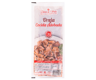 Oreja de cerdo cocida y adobada, lista para calentar y comer LIBERTO DE PEDRO 500 g. Oreja de cerdo cocida y adobada, lista para calentar y comer LIBERTO DE PEDRO 500 g.