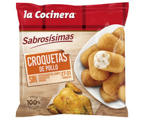 Croquetas de pollo ultracongeladas, elaboradas con pollo 100% nacional LA COCINERA Sabrosísimas 500 g.