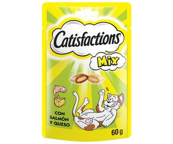 Snack para gatos salmón y queso CATISFACTIONS MIX 60 g. Snack para gatos salmón y queso CATISFACTIONS MIX 60 g.