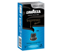 Café espresso descafeinado en cápsulas compatibles con Nespresso, Intensidad 7, LAVAZZA, 10 uds. 58 g.