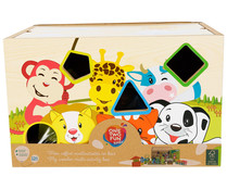 Caja de madera con varios juegos incluidos, puzzles, apilables... ONE TWO FUN ALCAMPO.