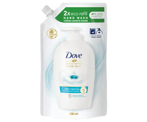 Recambio de jabón de manos líquido con textura crema y acción hidratante DOVE 500 ml.