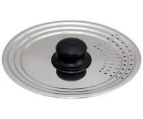 Tapa de acero inoxidable con colador incorporado para sartenes de 16 a 20 cm. ESSENTIAL.