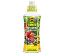 Botella de 1 litro con fertilizante líquido universal especial plantas de interior COMPO.