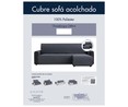 Cubresofá acolchado reversible para sofá chaise longue de 240 cm, color beige.