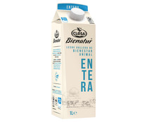 Leche de vaca entera procedente de vacas gallegas con bienestar animal CLESA Bienatur 1 l.