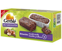 Brownie con avellanas sin gluten GERBLÉ, 4 uds x 37,5 g.