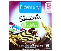 Barritas multicereales con chocolate SARIALÍS de BIOCENTURY 78 g.
