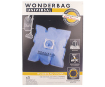 Pack de 5 bolsas de aspirador universales WONDERBAG WB406120. Pack de 5 bolsas de aspirador universales WONDERBAG WB406120.