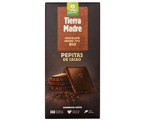 Chocolate negro 70 % cacao con pepitas de chocolate ecológico INTERMÓN OXFAM TIERRA MADRE 100 g.