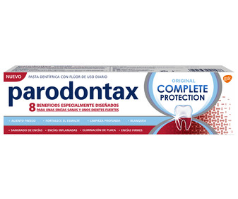 Pasta de dientes de uso diario con flúor, especial encías sanas PARODONTAX Complete protectión 75 ml. Pasta de dientes de uso diario con flúor, especial encías sanas PARODONTAX Complete protectión 75 ml.