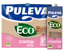 Leche desnatada de vacas con alimentación ecológica PULEVA Eco 6 x 1 l.