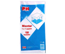 Manteles desechables de papel color blanco, 100x100cm., 10 unidades, P&H.
