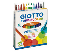 Caja de 24 rotuladores, punta fina y grosor de 2.8mm con tinta lavable de distintos colores GIOTTO.
