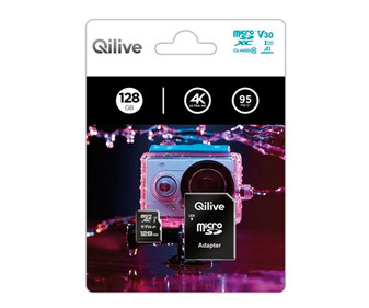 Tarjeta de memoria QILIVE 128GB MicroSDXC UHS-U1 V30, 95Mb/s, Classe 10 + lector de tarjetas. Tarjeta de memoria QILIVE 128GB MicroSDXC UHS-U1 V30, 95Mb/s, Classe 10 + lector de tarjetas.