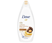 Gel para baño o ducha con aceite de Argán que alivia e hidrata la piel seca DOVE Óleo-nutritivo 500 ml.