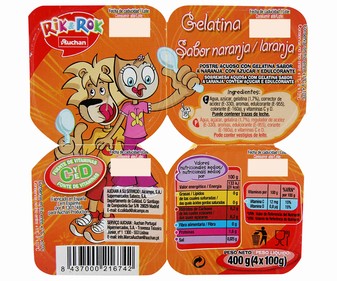 Gelatina de naranja pack de 4 unidades de 100 gramos Gelatina de naranja pack de 4 unidades de 100 gramos