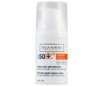Crema de color tono claro, anti manchas y con factor de protección 50+ (muy alto) BELLA AURORA 