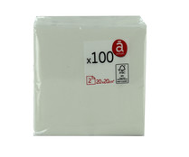 Servilletas de papel desechables 20 x 20 cm 2 capas blancas ACTUEL 100 uds.