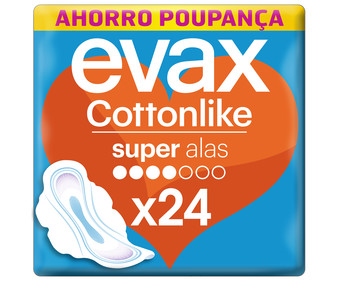Compresas super con alas EVAX Cottonlike 24 uds Compresas super con alas EVAX Cottonlike 24 uds
