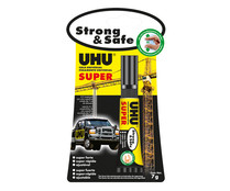 Tubo flexible adhesivo extrafuerte 7g no gotea y no pega inmediatamente los dedos UHU Strong & safe.