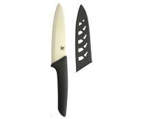 Cuchillo de cocina multiúsos con hoja cerámica de 15cm. y mango tacto suave, incluye funda protectora, ACTUEL.