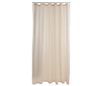 Cortina de baño de poliéster estampada en tonos beige, 180x200cm., ACTUEL. Cortina de baño de poliéster estampada en tonos beige, 180x200cm., ACTUEL.