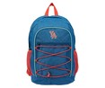 Mochila juvenil Neosport azul jeans y rojo con 1 compartimento, bolsillos laterales y exterior, y gomas de sujección, 30x43x7cm YOUNGS ATTITUDE ALCAMPO.