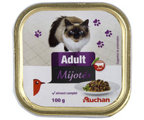 Comida para gatos a base de guisado de buey y guisantes PRODUCTO ALCAMPO tarrina 100 g.