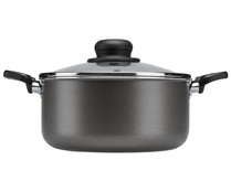 Cacerola de aluminio con tapa de vidrio e interior antiadherente 20 cm. Vitro ESSENTIAL.