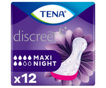 Compresas incontinencia maxi noche para pérdidas moderadas a severas de orina TENA Discreet 12 uds.
